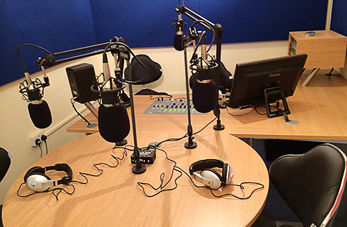 school radio studio on air
